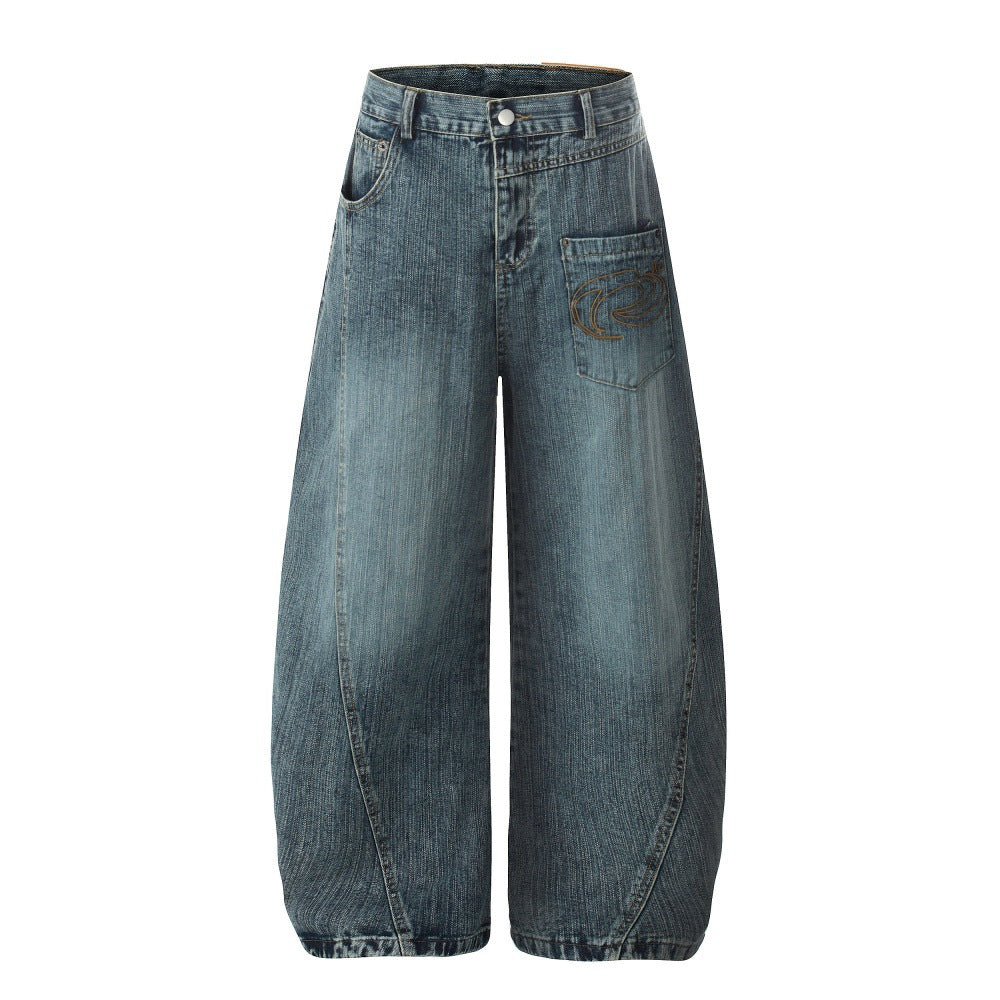 Blue Cowboy Curved Pants | Tajstylo