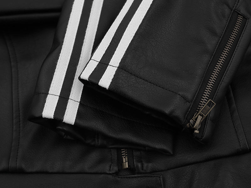 Striped Leather Jacket | Tajstylo