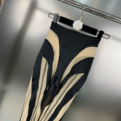 Color Block Mesh Splicing Leggings | Tajstylo