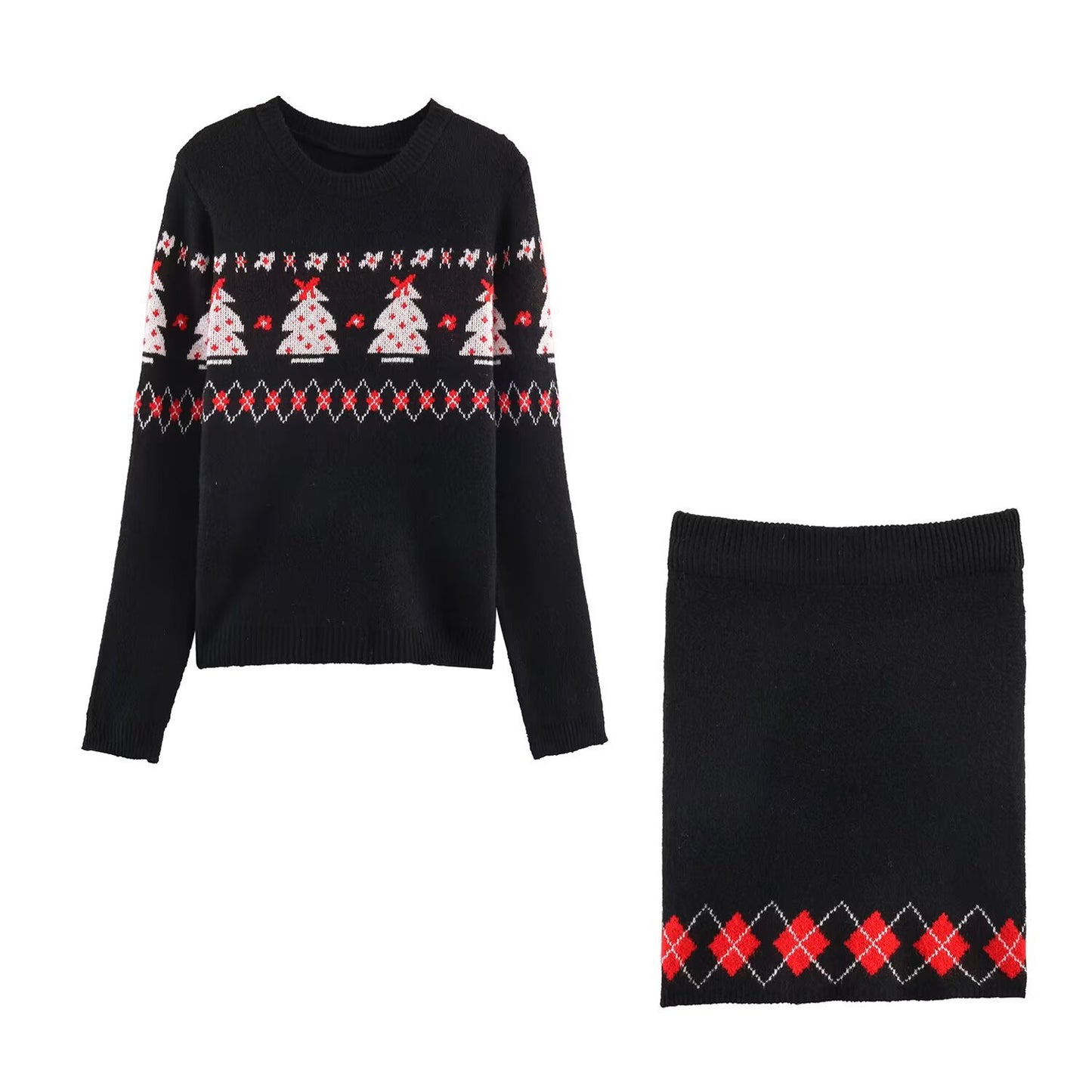 Christmas Series Knitted Top and Skirt Set | Tajstylo