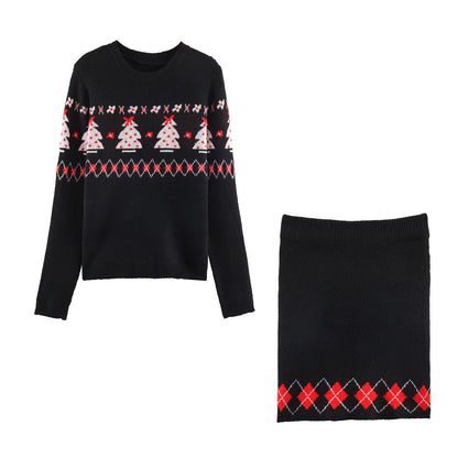 Christmas Series Knitted Top and Skirt Set | Tajstylo