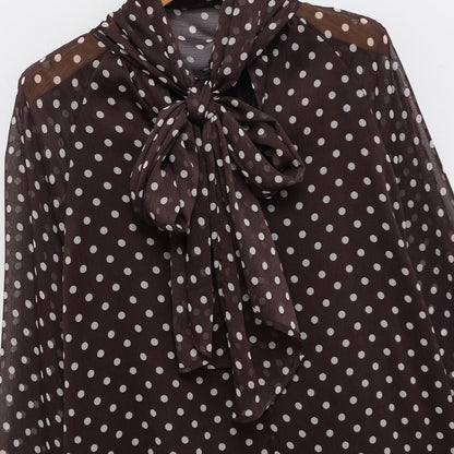 Bow Knot Polka Dot Long Sleeve Shirt | Tajstylo