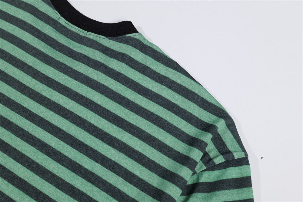 Loose Striped Round Neck Shirt | Tajstylo