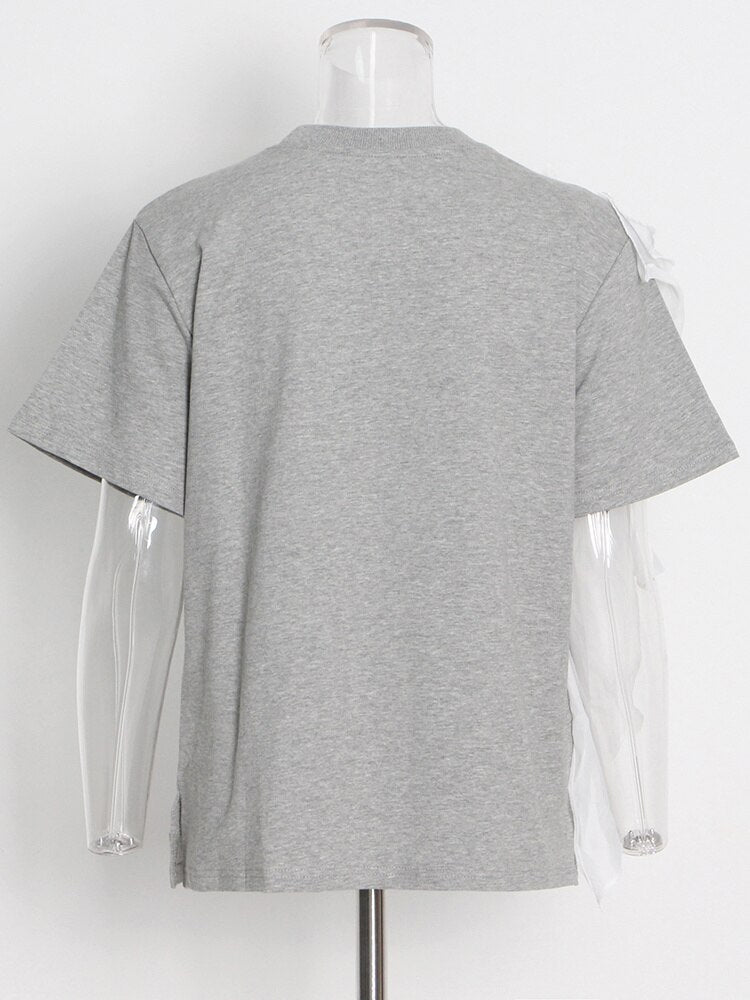 Patchwork Ruffle T-Shirt | Tajstylo