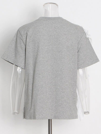 Patchwork Ruffle T-Shirt | Tajstylo