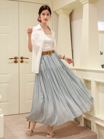 Belt Double Pocket Skirt | Tajstylo