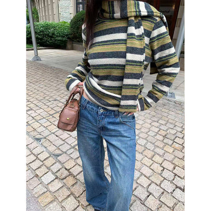 Woman wearing Loose Straight Leg Jeans in a casual setting