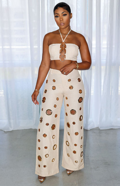 Flattering Ripped Fitted Two-Piece Nightclub Outfit | Tajstylo