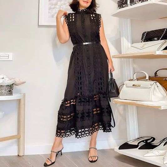 Hollow Waist Cinching Long Skirt | Tajstylo