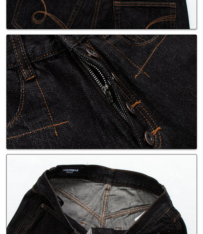 Retro Denim Pants with Gold Topstitching | Tajstylo