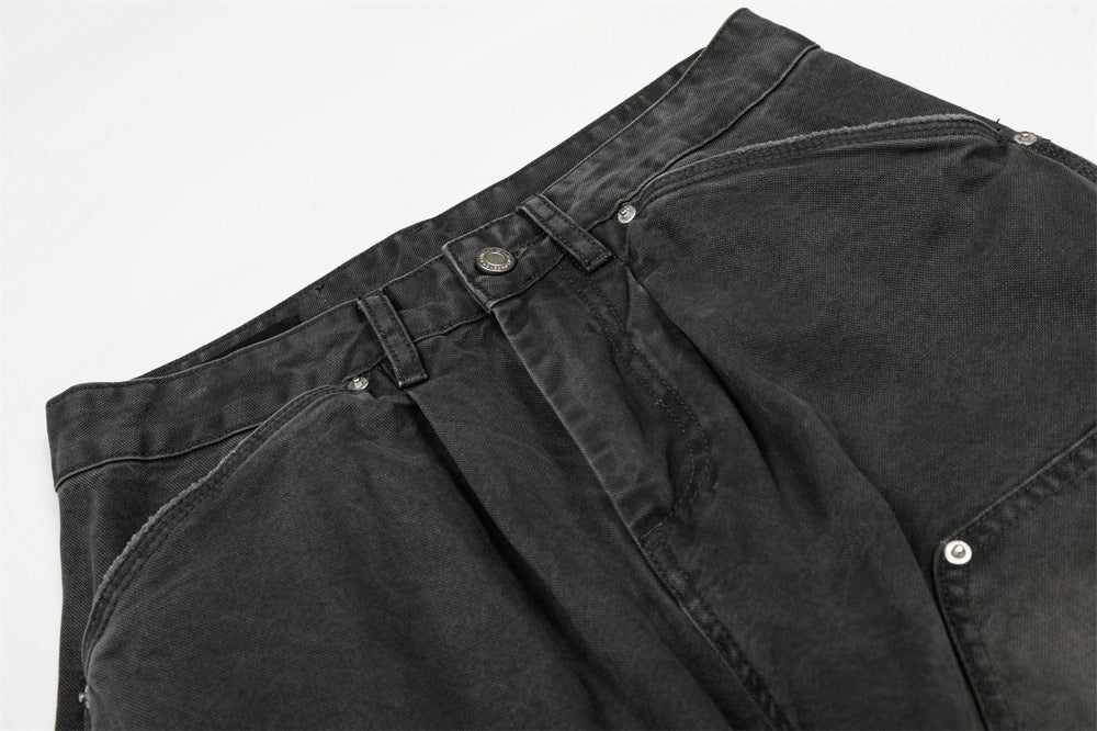 Washed Denim Curved Knife Pants | Tajstylo