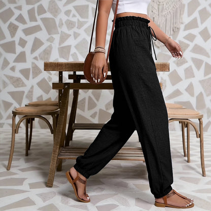 Elastic Solid Color Pants for Women | Tajstylo