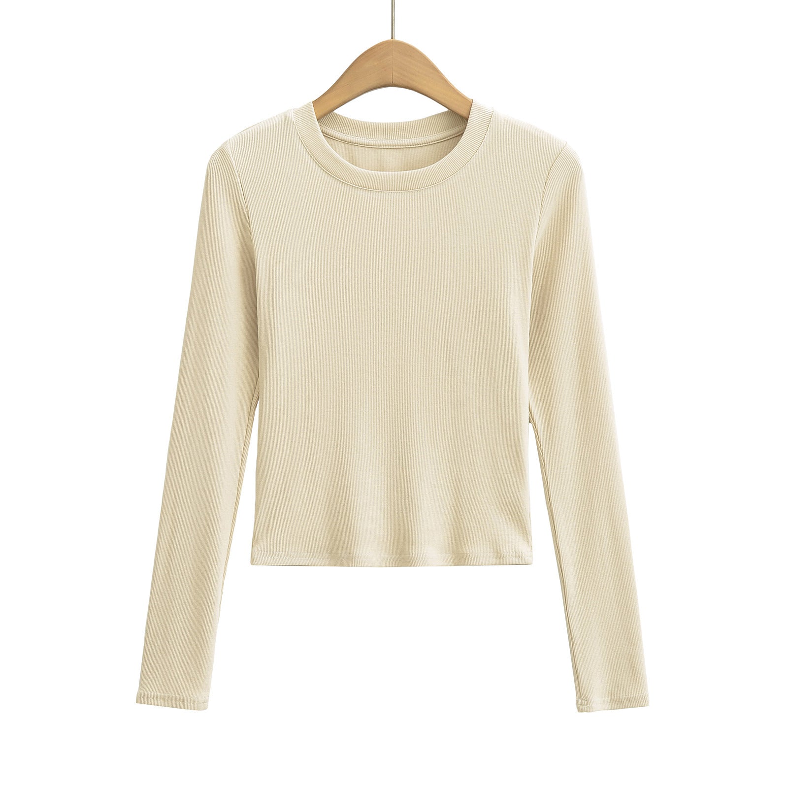 Woman wearing Slim Fit Long Sleeve T-Shirt in a casual setting