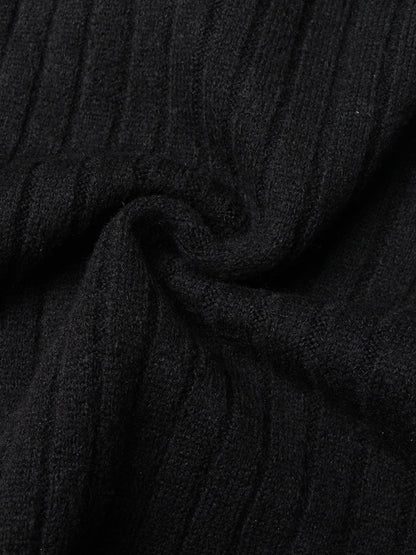 Woman wearing Hollow Out Knit T-Shirt in a casual setting