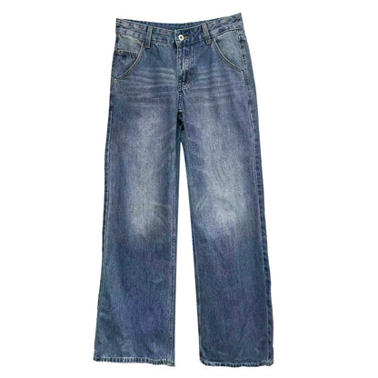 Woman wearing Loose Straight Leg Jeans in a casual setting