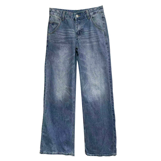 Woman wearing Loose Straight Leg Jeans in a casual setting