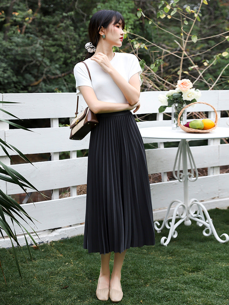 Solid Pleated Skirt for Women | Tajstylo