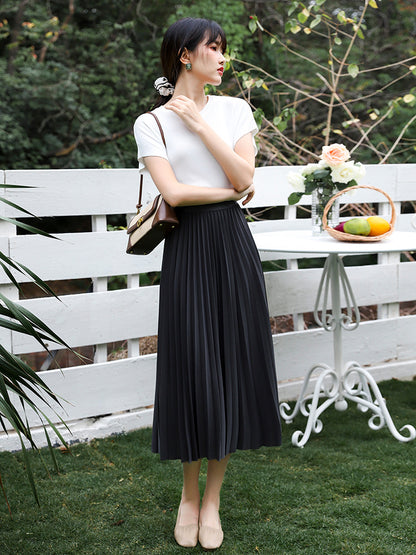 Solid Pleated Skirt for Women | Tajstylo