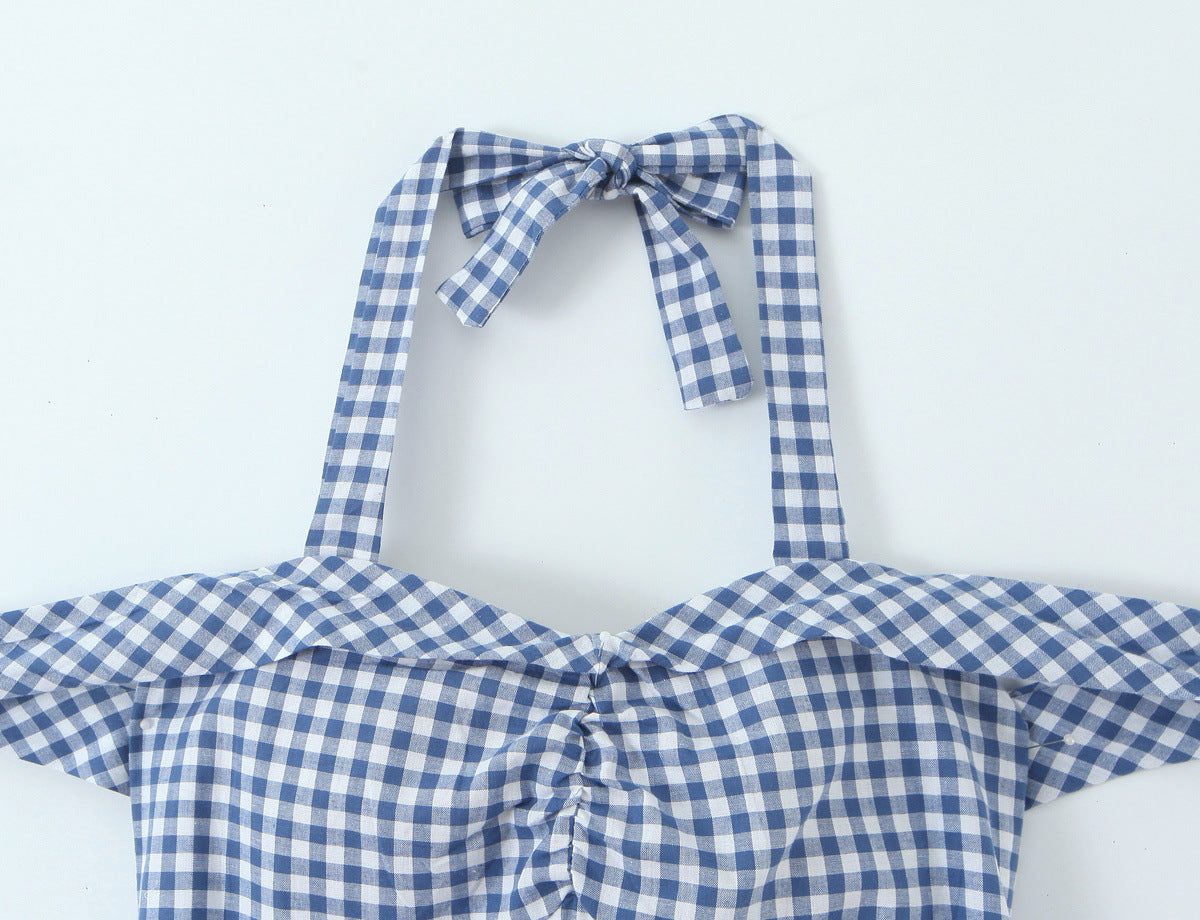 Plaid Bow Tie Neckline Bodycon Dress | Tajstylo