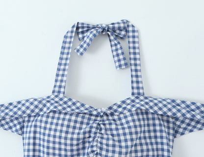 Plaid Bow Tie Neckline Bodycon Dress | Tajstylo