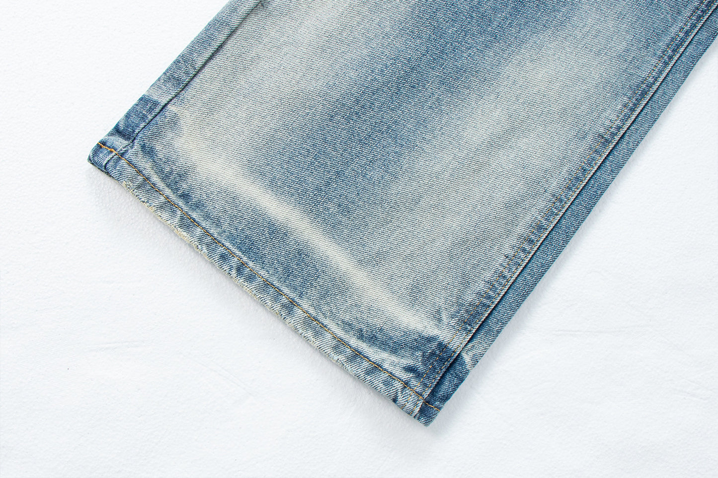 Vintage Distressed Straight Leg Denim Pants | Tajstylo