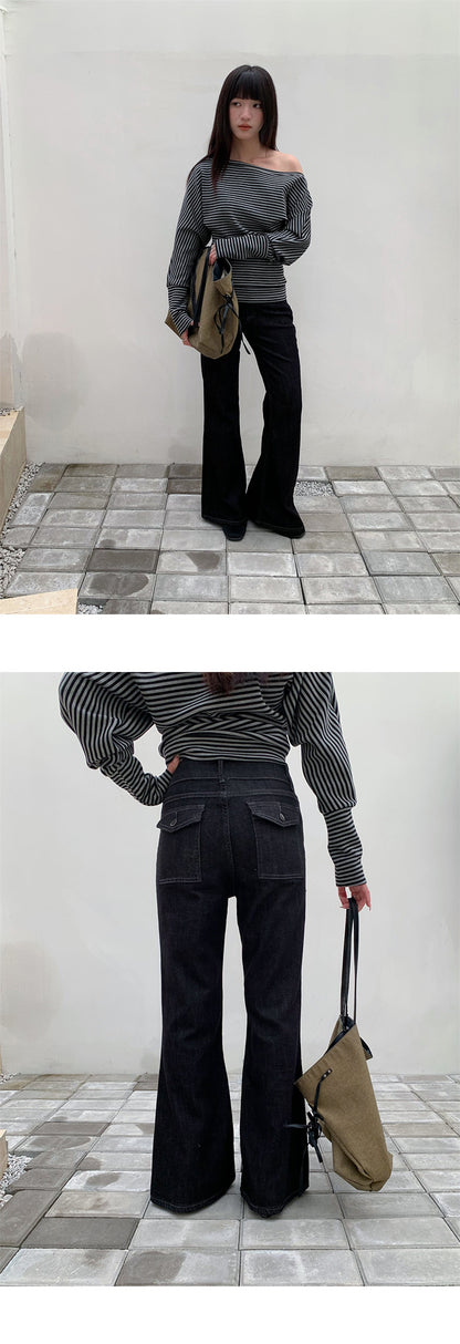 Retro Double Buckle Flared Jeans | Tajstylo