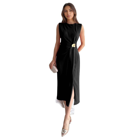 Sleeveless Solid Color Long Dress | Tajstylo