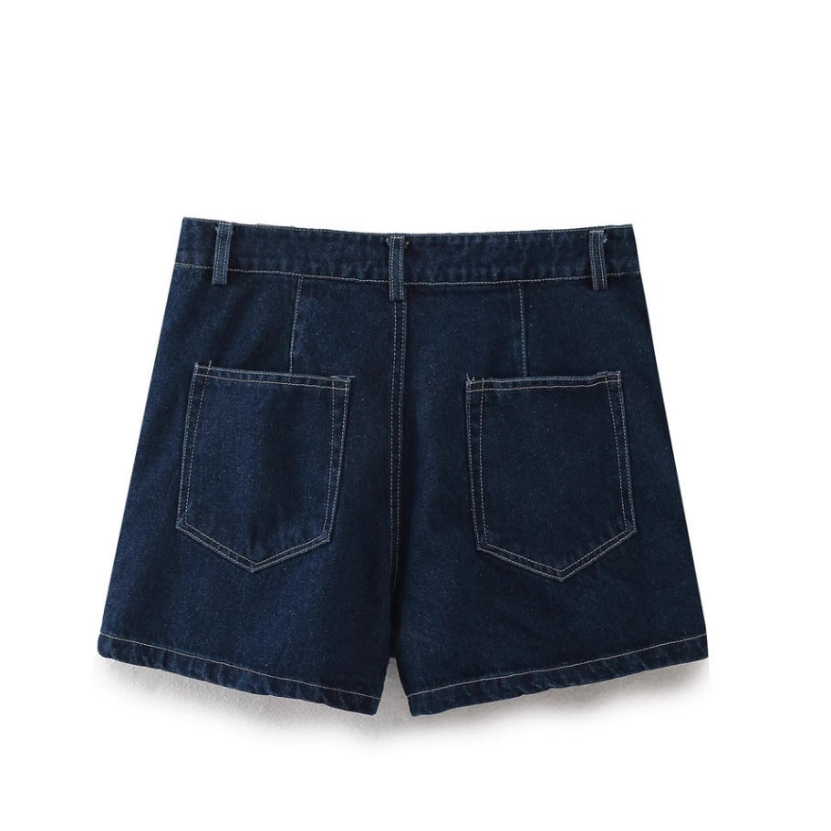 Woman wearing Short Denim Shirt for Women in a casual setting