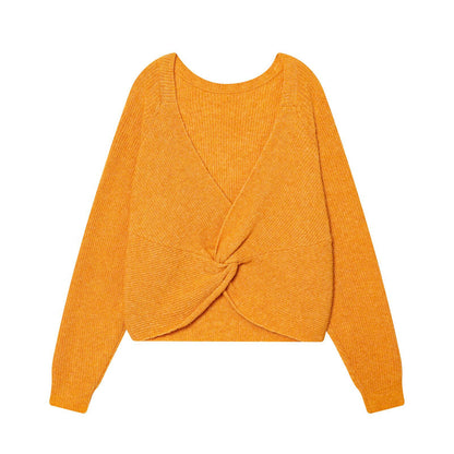 Back Knot Knit Sweater | Tajstylo