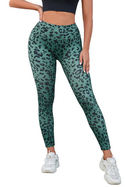 Woman wearing Classic Leopard Print Active Leggings in an urban setting