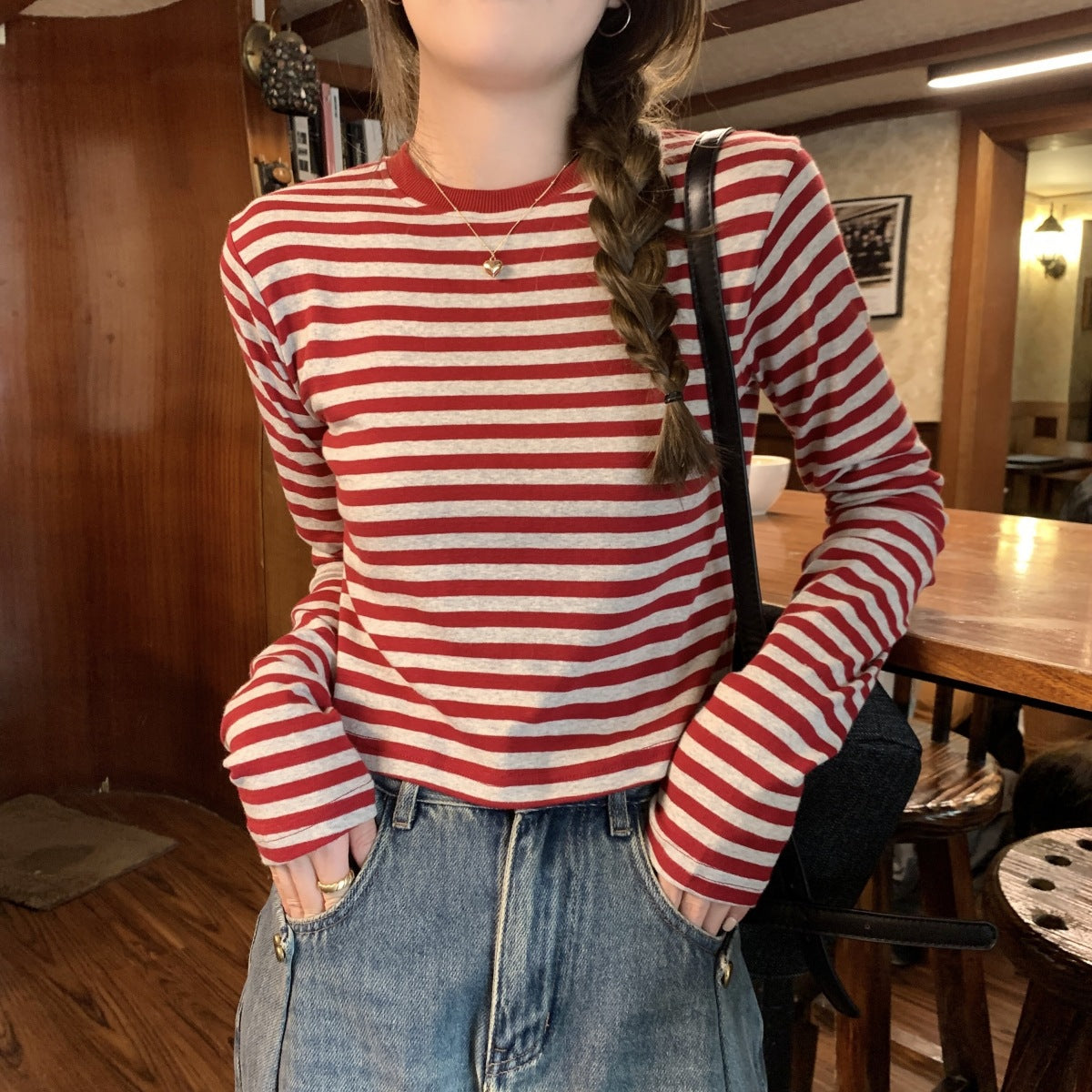 Stripe Long Sleeve Crop Top | Tajstylo