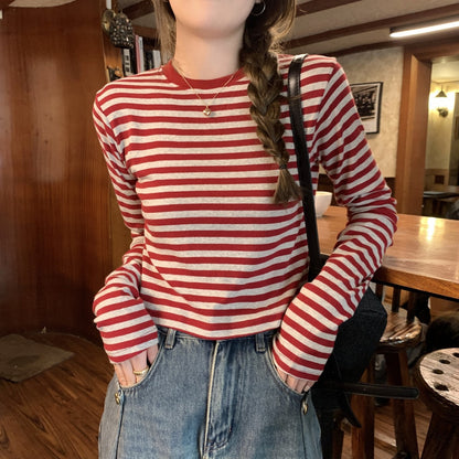 Stripe Long Sleeve Crop Top | Tajstylo
