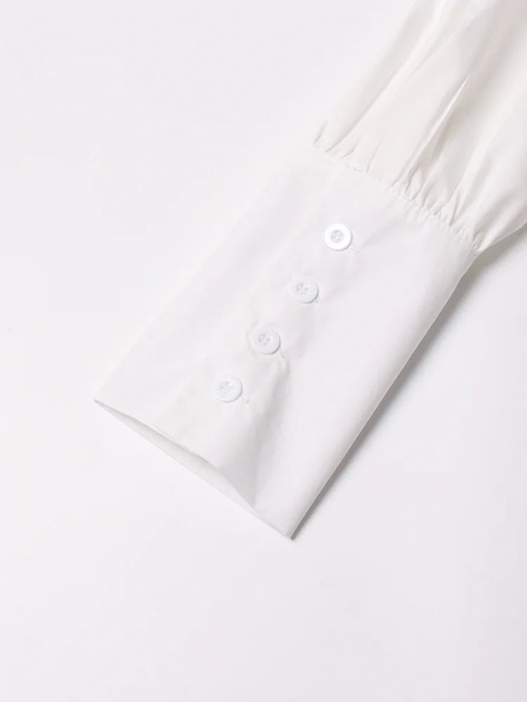 Elegant White Lapel Blouse for Women | Tajstylo