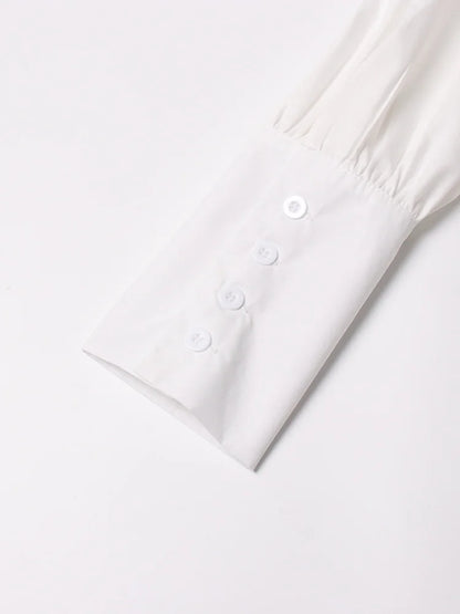 Elegant White Lapel Blouse for Women | Tajstylo
