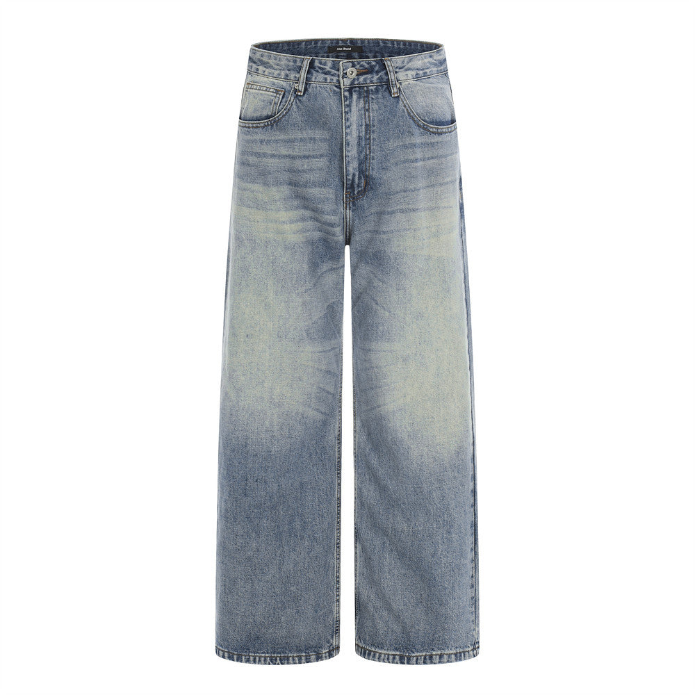 Washed Blue Denim Wide Leg Pants | Tajstylo