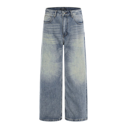 Washed Blue Denim Wide Leg Pants | Tajstylo