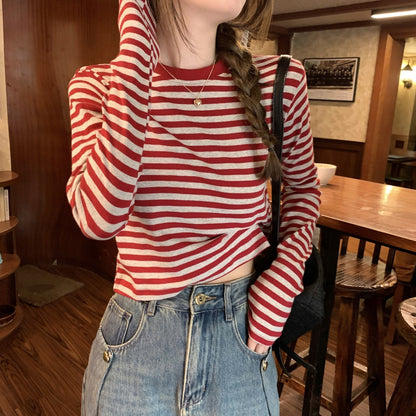 Stripe Long Sleeve Crop Top | Tajstylo