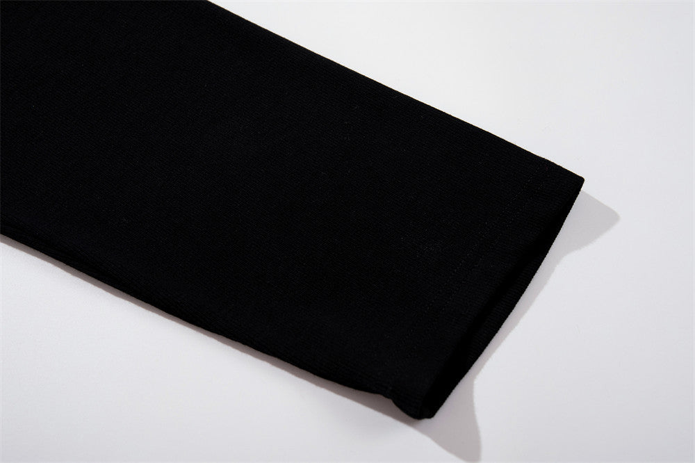 Half Open Collar Long Sleeve Tee | Tajstylo