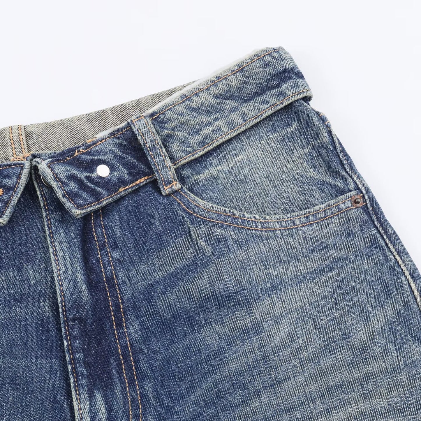 High Waist Long Polyester Jeans | Tajstylo