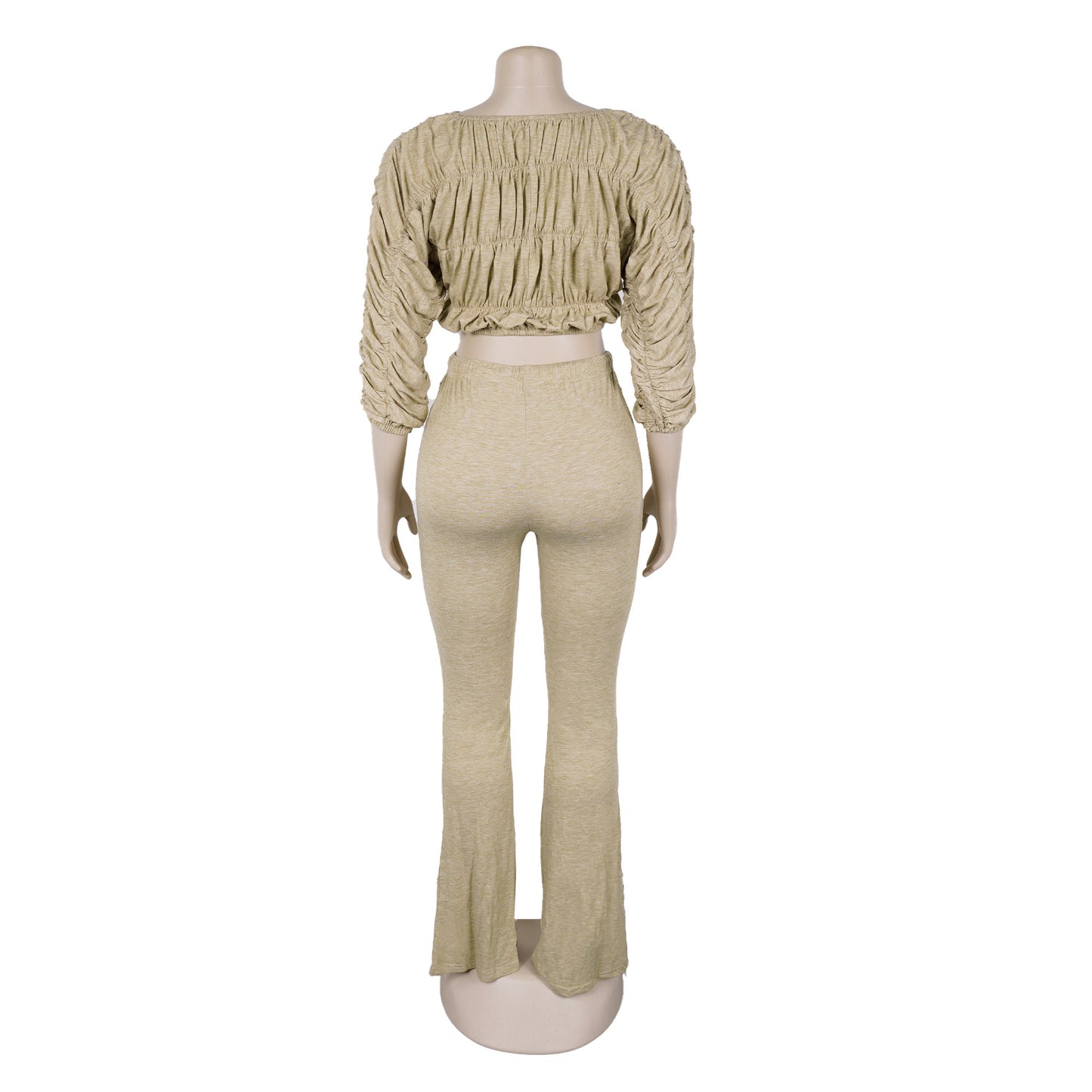 Flattering Two Piece Set with Crop Top and Flared Pants | Tajstylo