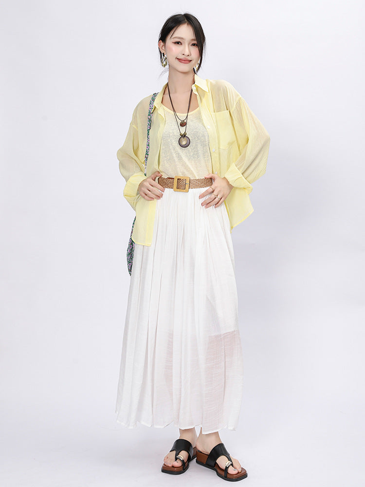 Solid Color A-Line Skirt | Tajstylo