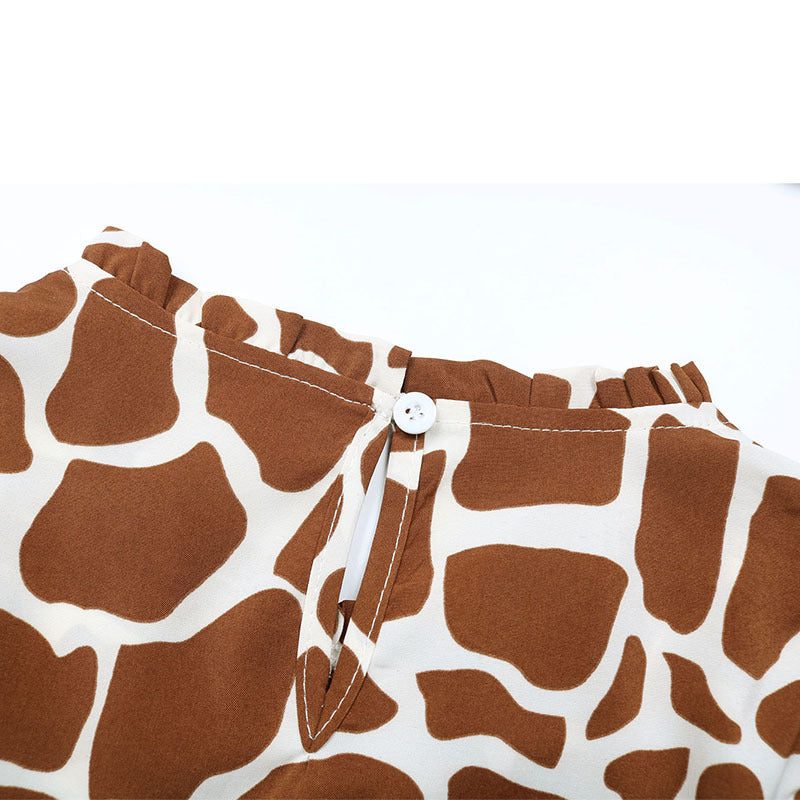 Coffee Animal Print Sleeveless Shirt | Tajstylo