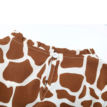 Coffee Animal Print Sleeveless Shirt | Tajstylo