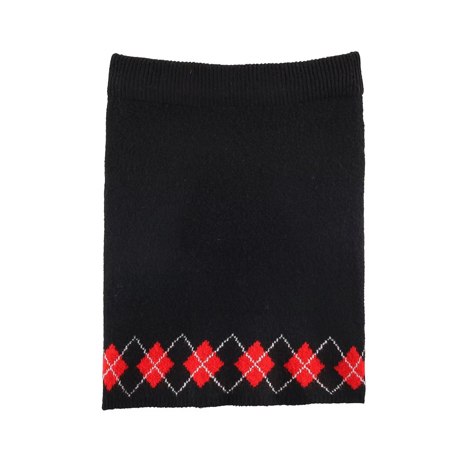 Woman wearing Christmas Series Knitted Top and Skirt Set in a festive setting