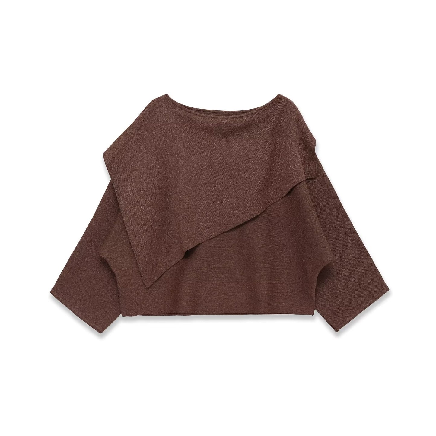 Loose Metallic Thread Knitted Cape Pullover | Tajstylo