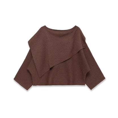 Loose Metallic Thread Knitted Cape Pullover | Tajstylo
