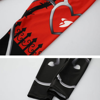 Woman wearing Heart Print Leggings in a casual setting