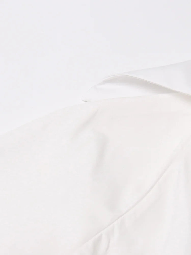 Elegant White Lapel Blouse for Women | Tajstylo