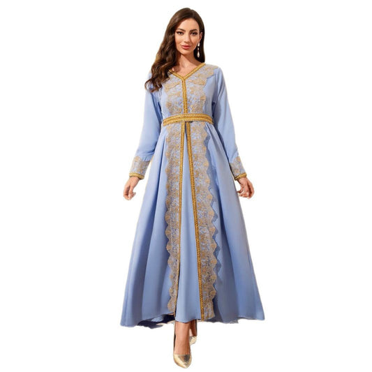 V-Neck Long Sleeved Lace Dress | Tajstylo