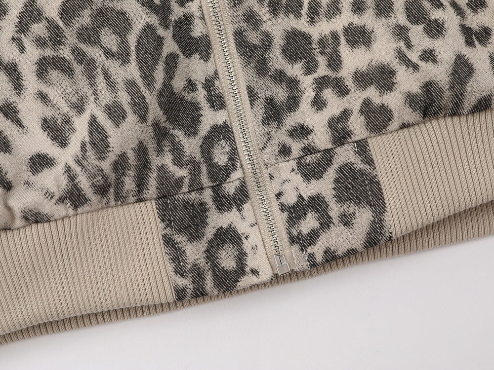 Leopard Print Hooded Cotton Jacket | Tajstylo